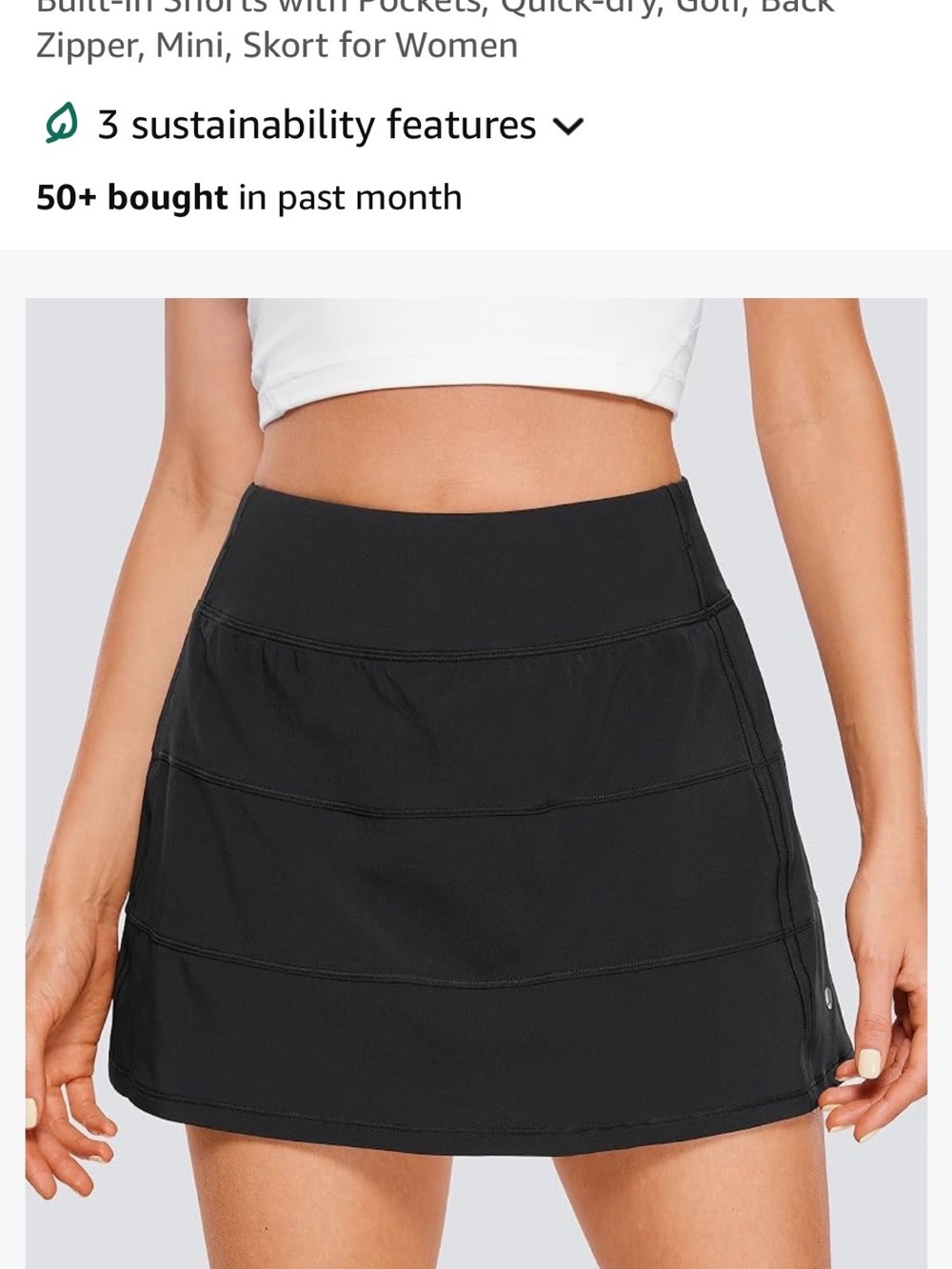 CRZ YOGA Black Athletic Skort